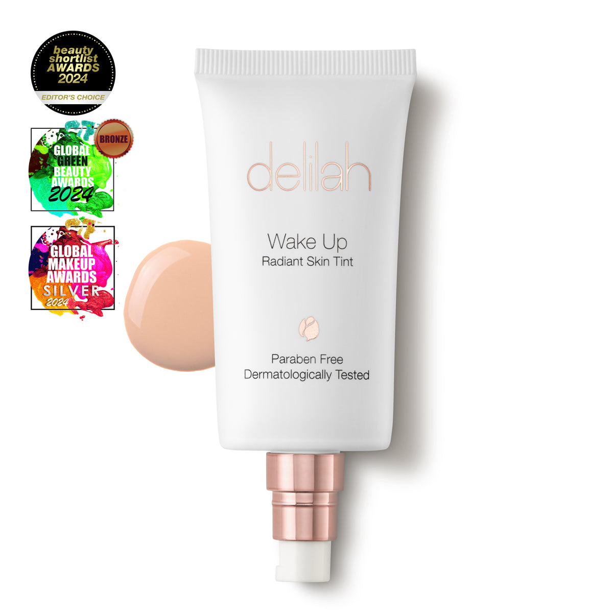 delilah Wake Up Radiant Skin Tint open compact in Opal shade